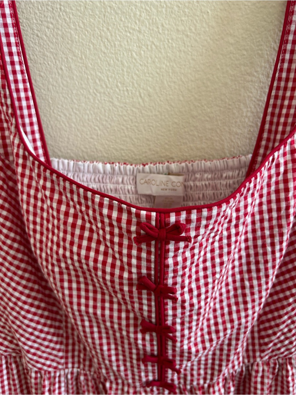 Caroline Constas Gingham Check Midi Dress Medium Red White - Picture 5 of 6